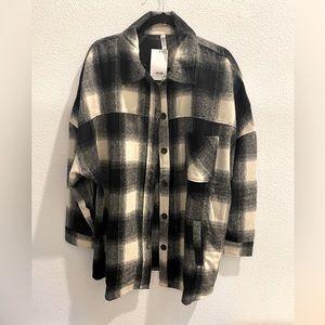 Zenana black and cream flannel Shacket